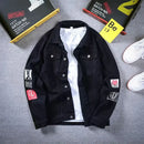 Men's Korean Style Denim Jacket W/ Patch Details