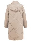 Long Sleeve Longline Hooded Winter Coat with Pockets