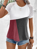 Color Block Raglan Sleeve Round Neck Tee