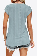 Eyelet Contrast V-Neck Tee