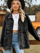 Dropped Shoulder Denim Jacket with Pockets