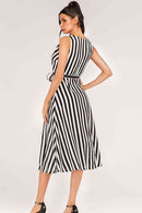 Striped Surplice Tied Sleeveless Dress