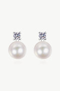 Moissanite Pearl Stud Earrings