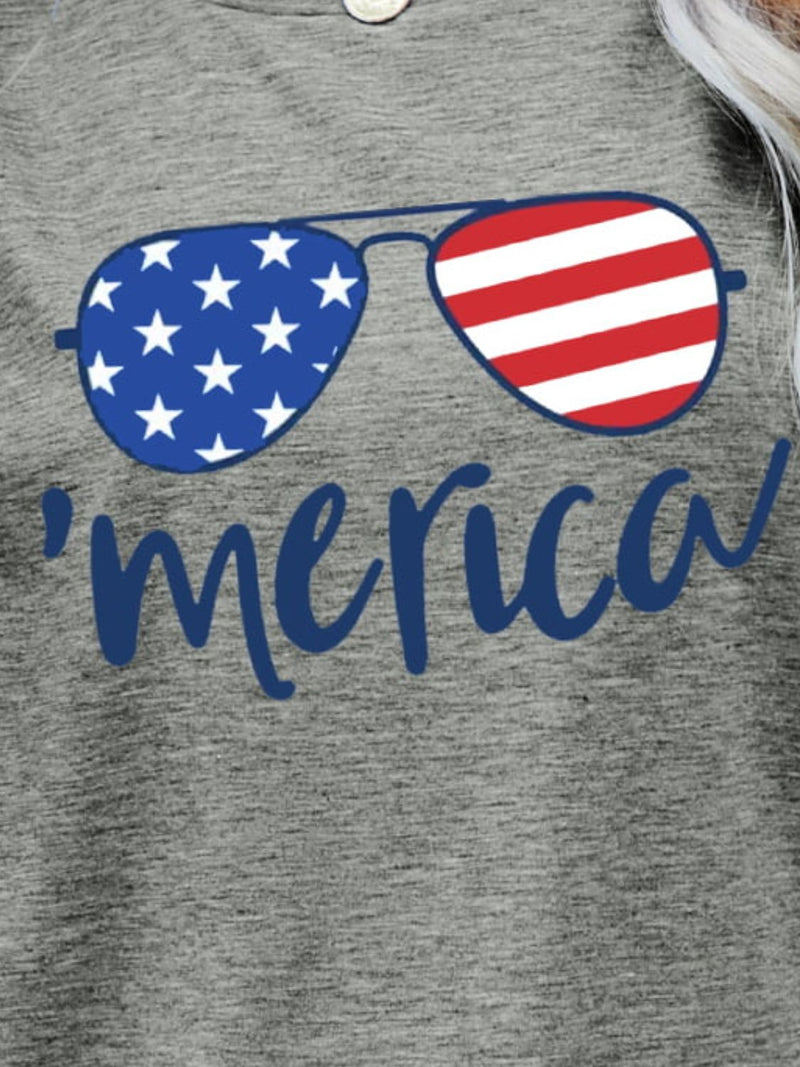 US Flag Glasses Graphic Tee