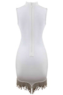 Rhinestone Tassel Hem Bodycon Dress
