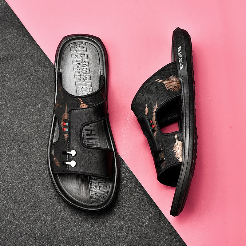 SSX Men's Summer Flat Casual Leather Sandals