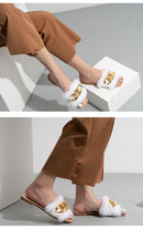 Women's Chain Detail Plush Furry Slippers