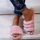 Women's Furry Non-Slip Slippers W/ Rhinestone Details