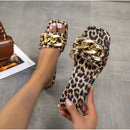 Women's Flat Leopard Print Sandal Slippers