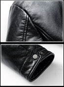 Men's Faux Leather Slim Fit Fleece Interior Jacket