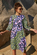 Floral Three Quarter Sleeve Dress