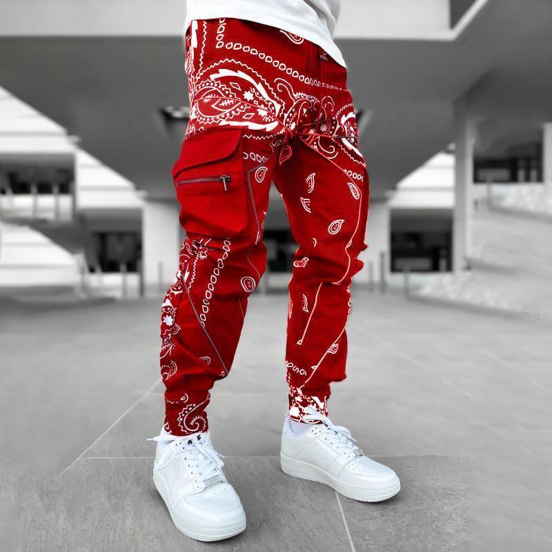Bandana Printed Men's Streetwear Cargo Sweatpants - AM APPAREL