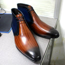 FC Men's Genuine Leather Lace Up Casual Ankle Boots - AM APPAREL