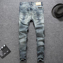 Italian Designer Men Slim Fit Distressed Jeans - AM APPAREL
