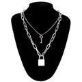 Men's 2 Pcs Necklace With A Padlock and Key Pendants - AM APPAREL