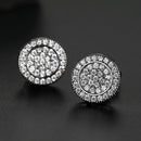 Men's Blue Round Zirconia Stud Earrings - AM APPAREL