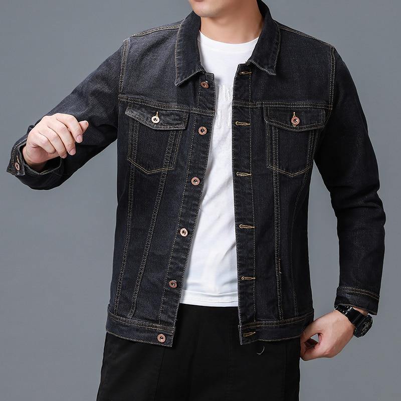 Men's Casual Bomber Vintage Denim Jacket - AM APPAREL