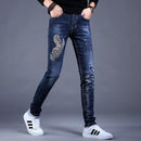 Men's Embroidery Trendy Straight Slim Fashion Jeans - AM APPAREL