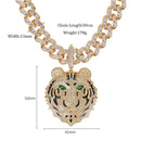 Men's Large Tiger Head Pendant Iced Out Necklace - AM APPAREL