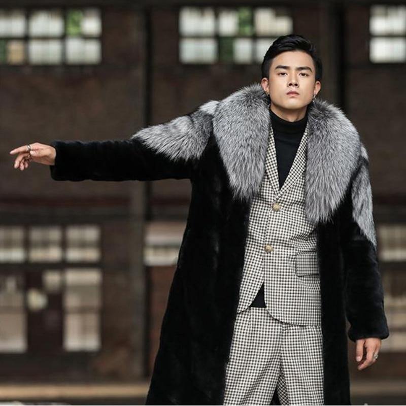 Men's Mink Long Faux Fur Winter Coat - AM APPAREL