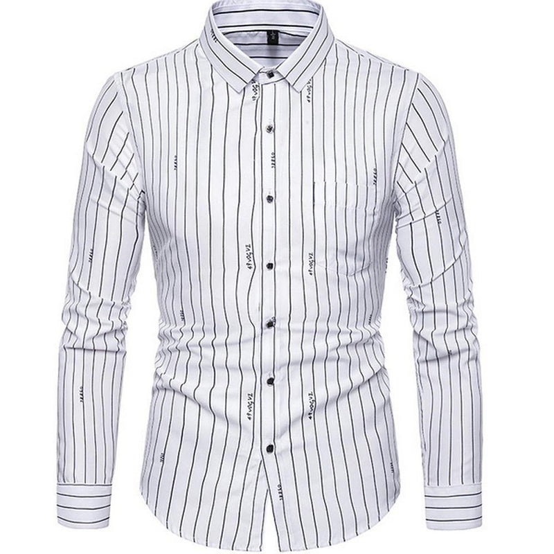 Men's Slim Fit Striped Polyester Shirt - AM APPAREL