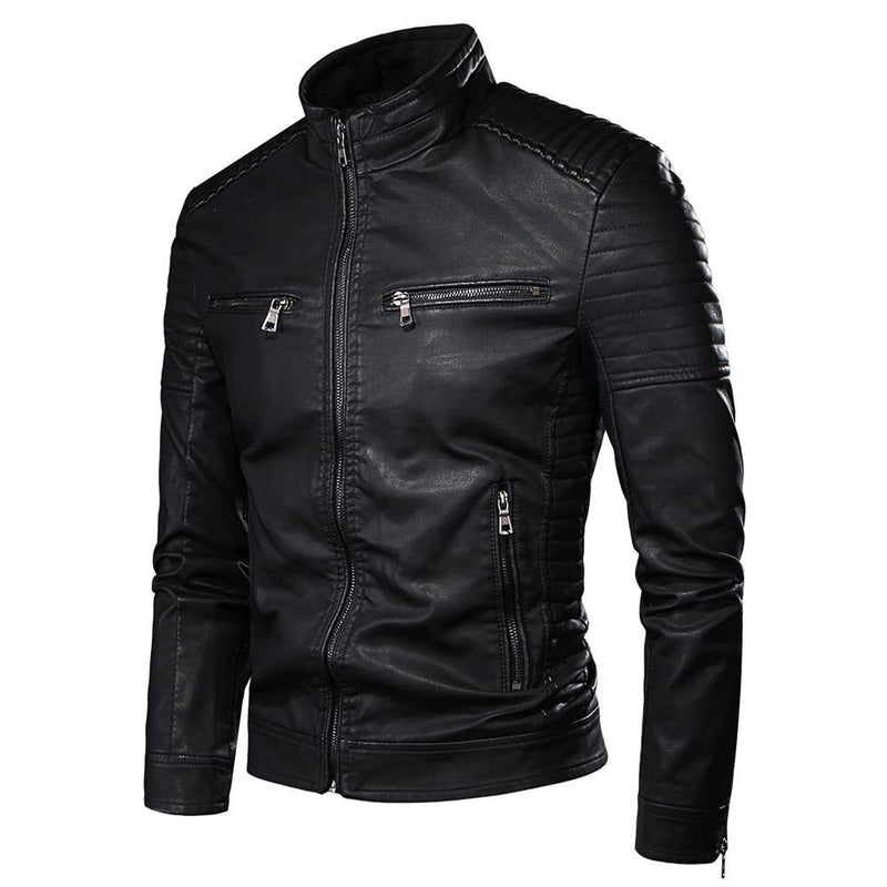Men's Spring Causal Vintage Leather Jacket - AM APPAREL
