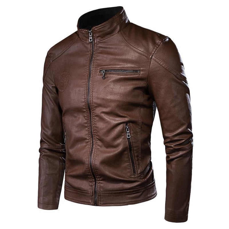 Men's Spring Causal Vintage Leather Jacket - AM APPAREL