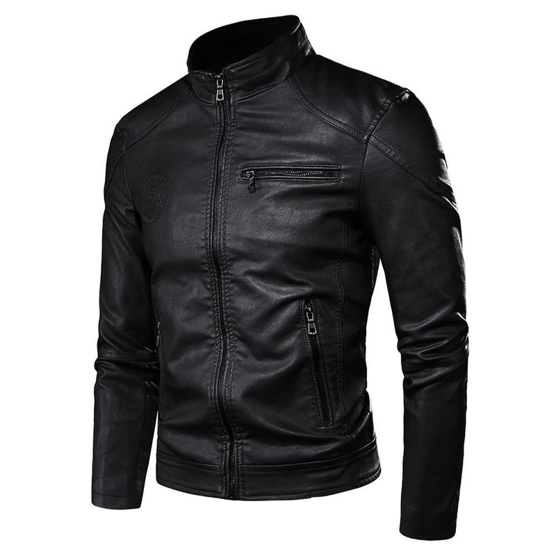 Men's Spring Causal Vintage Leather Jacket - AM APPAREL