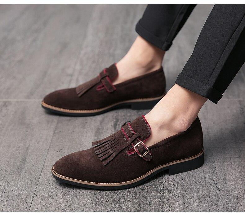 Men's Vintage Tassels Leather Loafers - AM APPAREL