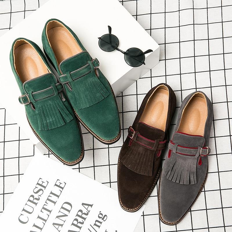 Men's Vintage Tassels Leather Loafers - AM APPAREL