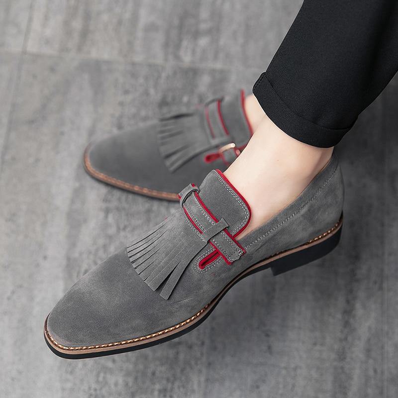 Men's Vintage Tassels Leather Loafers - AM APPAREL