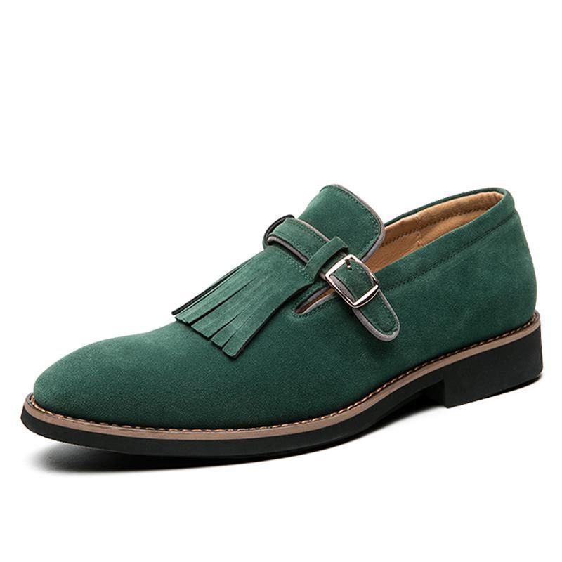 Men's Vintage Tassels Leather Loafers - AM APPAREL