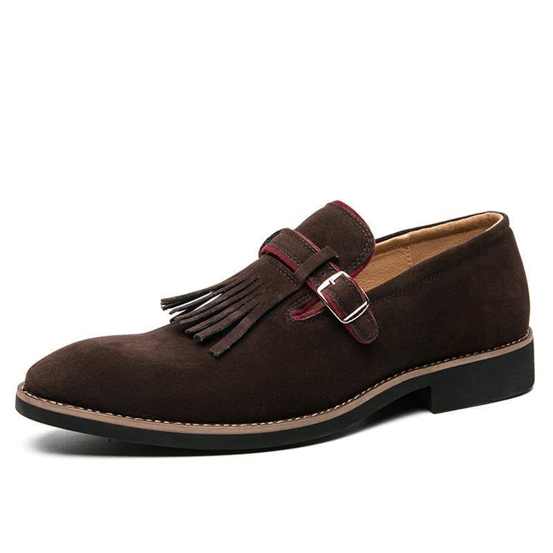 Men's Vintage Tassels Leather Loafers - AM APPAREL