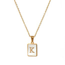 Unisex Square Letter Engraved Pendant Necklace - AM APPAREL
