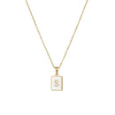 Unisex Square Letter Engraved Pendant Necklace - AM APPAREL
