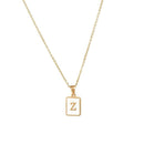 Unisex Square Letter Engraved Pendant Necklace - AM APPAREL