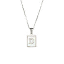 Unisex Square Letter Engraved Pendant Necklace - AM APPAREL