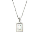 Unisex Square Letter Engraved Pendant Necklace - AM APPAREL