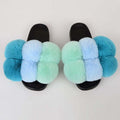 Women's Bubbly Faux Fur Slides - Mixed Colors - AM APPAREL