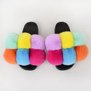 Women's Bubbly Faux Fur Slides - Mixed Colors - AM APPAREL