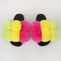 Women's Bubbly Faux Fur Slides - Mixed Colors - AM APPAREL
