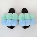 Women's Bubbly Faux Fur Slides - Mixed Colors - AM APPAREL